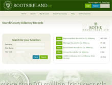 Tablet Screenshot of kilkenny.rootsireland.ie